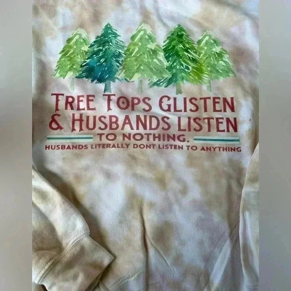 Gildan Large heavy blend crewneck Christmas sweatshirt. NWT. Tye dye tan . Funny - Picture 2 of 3